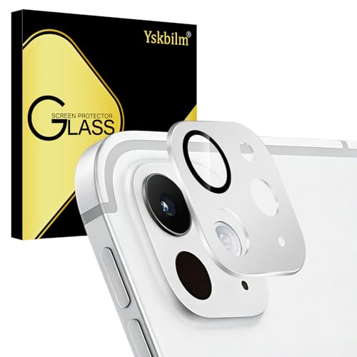 Yskbilm Camera Lens Protector Compatible for iPad Pro 11/13 Inch M5/M4 2025/2024 Matte Metal Tempered Glass Rear Camera Screen Cover Accessories [Anti-Scratch] [Drop-Proof][Full Coverage] - Silver