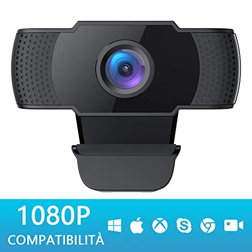 COOAU Webcam 1080P FHD con NOVATEK Chip Noise-Reducing Microfono, PC Portatile Laptop Desktop USB Videocamera, Streaming Camera per Videochiamate Conferenza Gioca a Giochi