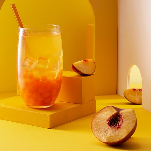 The Inspire Food Company Popping Boba Pearls for Bubble Tea - 1 KG | Peach | Bursting Pearls Bubble | Real Fruit Juice For Shakes, Dessert,Smoothie | 100% Vegan & Glutenfree, No Artificial Colors