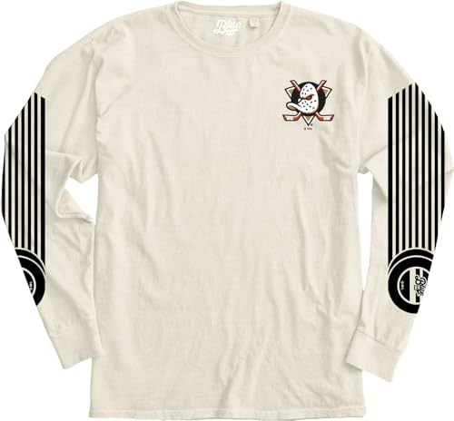 Anaheim Ducks NHL Officially Licensed Long Sleeve T-Shirt Ringspun Ivory Sleeveshot, Small