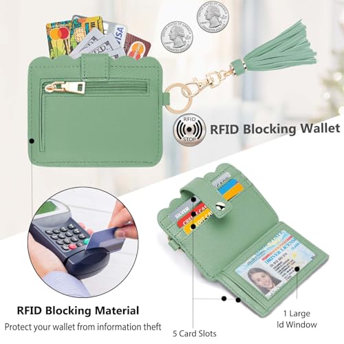 Image of Wristlet Wallet for Women with Keychain - RFID Card Holder Small Wallet Wristlet with Key Ring