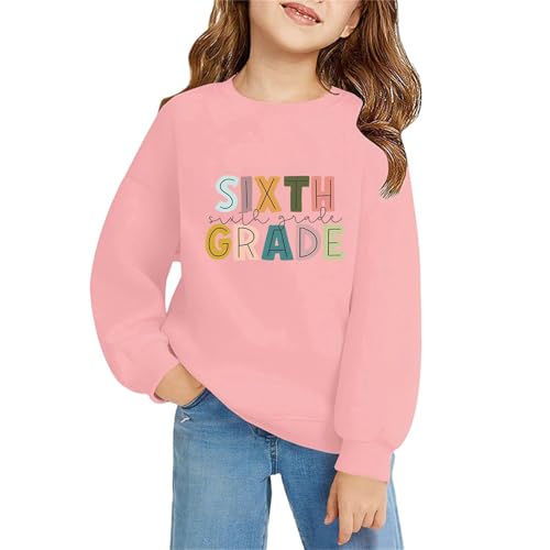 Girls Funny 2D Letter Print Tops Back to School Shirt First Day Long Sleeve Teen Crewneck Soft Cotton Casual Clothes