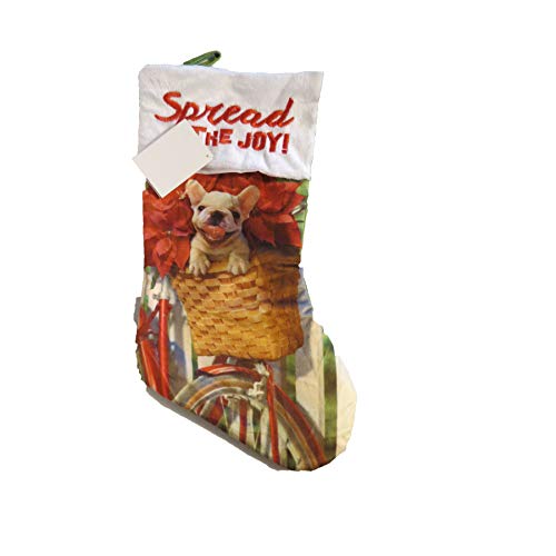 Walmart Avanti 18' Holiday Time Stocking Christmas French Frenchie Bulldog Spread The Joy Riding in...