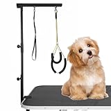 NEECONG Dog Grooming Arm with Clamp, 36'' Dog Grooming Table Arm Height Adjustable Two No Sit Haunch Holder Three Section Design Suitable for Large, Small Dogs and Cats, Black