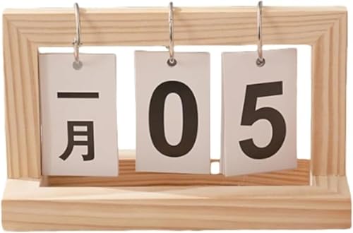 万年カレンダー 木製 卓上 日めくり おしゃれ ずっと使える ウッド カレンダー インテリア ゴールド (C)