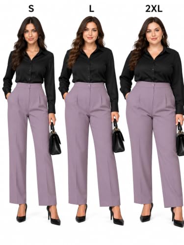Image of Leriya Fashion Formal Pants for Women Office Wear |Trousers for Women - Straight Pants for Woman Formal Pant for Woman, Stretch Lycra Workwear Trousers