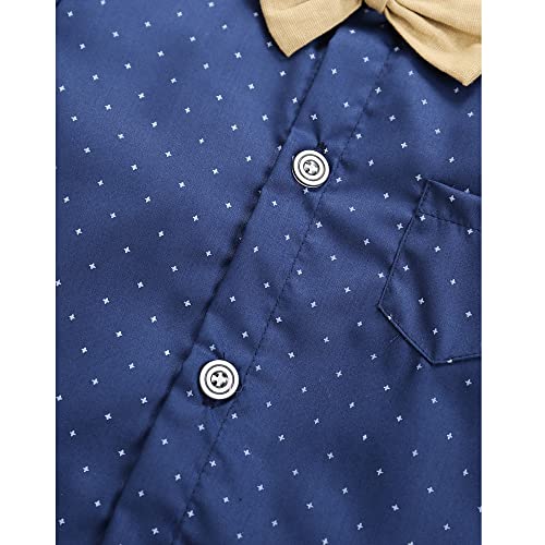 Image of Baby Toddler Boy Formal Gentleman Suits,Dress Short Shirt With Bowtie+Suspender Pants Dressy Outfit