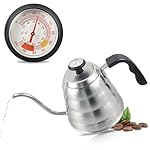 Azontion Gooseneck Kettle for Pour Over Coffee and Tea with Thermometer for Exact Temperature, Coffee Kettle, Stove Top Kettle, Stainless Steel, Compatible with All Stove Tops (1.2 Liter)