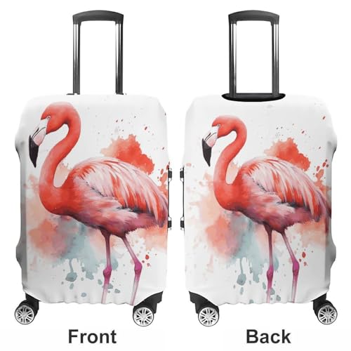 Watercolor Flamingo Luggage Cover, Washable Elastic Suitcase Cover Protector Fit 18-32 Inch Luggage3