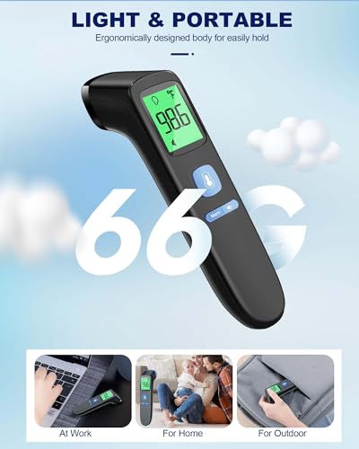 anmeate no-touch forehead thermometer for adults infrared digital thermometer for kids touchless baby thermometer accurate reading with large display mute mode memory recall fever alarm