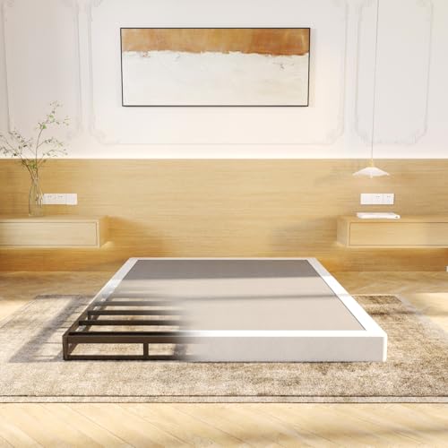LUMUNANCE 3 Inch Box Spring Queen Size Bed Base Heavy Duty Metal Box Springs for Queen Bed Mattress Foundation with Fabric Cover Easy Assembly