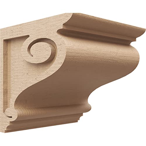 10"W x 10"D x 10"H Wide Scroll Rough Cedar Woodgrain TimberThane Corbel, Primed Tan