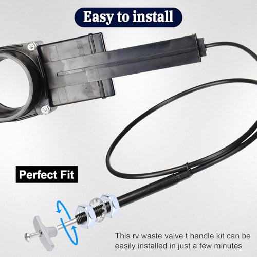 Image of EINDER Gray RV Sewer Valve Handle Replacement for Waste Valve Extension Tube RV Waste Valve Aluminium Handle Kits - 2 Pcs