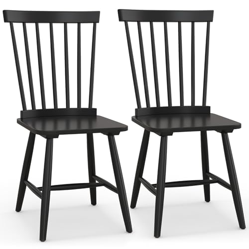 KOTEK Windsor Dining Chairs Set of 2, Wooden Kitchen Chairs with Spindle Back & Wide Seat, 400 LBS...