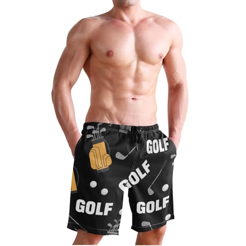 Men's Swim Trunks Quick Dry Swimming Shorts with Pocket Golf Equipment Pattern Print Swimsuit Trunks3