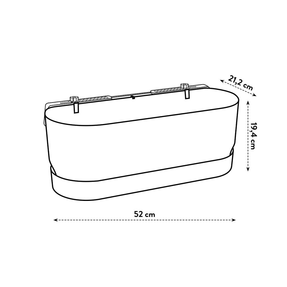 elho Greenville Easy Balcony 52 Blumentopf Balkon - Übertopf für Balkon - 100% recyceltes Plastik - Ø 52.0 x H 19.4 cm - Living Schwarz | L 21.2 x B 52 x H 19.4 cm | Integrierter Untersetzer | 100% recyceltes Plastik