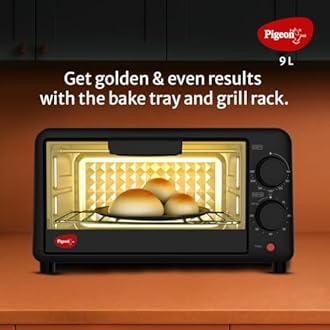 Pigeon Oven Toaster Grill (12381) 9 Liters OTG Without Rotisserie for Oven Toaster and Grill for Grilling and Baking Cakes (Grey)
