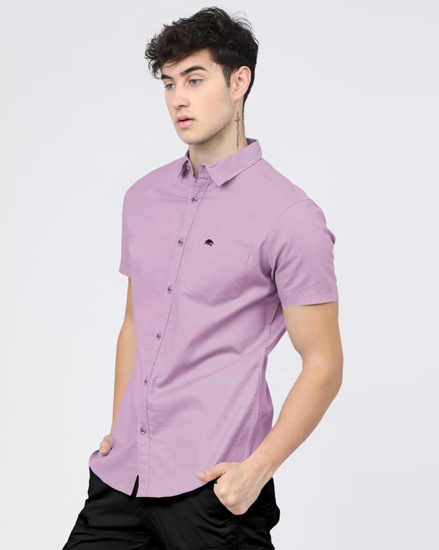 Image of BRUCEWANE Men's 100% Cotton Half Sleeve Shirt
