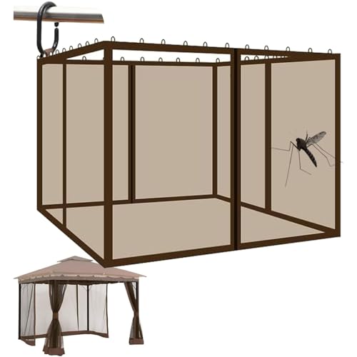 Moustiquaire pour Tonnelle 4 Panneaux, Rideau Filet de Protection Universel avec Fermeture Éclair Anti Moustiques et Insectes pour Jardin Terrasse Patio...
