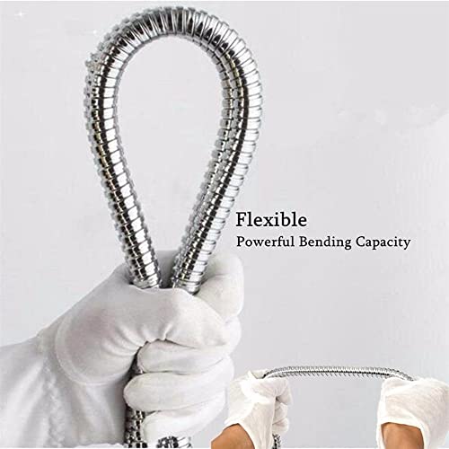 2m Stainless Steel Antique Brass Shower Hose Replacement Hand Spray Pipe (Silver 2m)