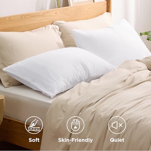 Bedsure Queen Pillow Cases Set of 2 - White Brushed Microfiber Pillowcase 2 Pack, Super Soft Pillowcase, Pillow Case Covers with Envelope Closure, Wrinkle, Fade and Stain Resistant, 20x30 Inches
