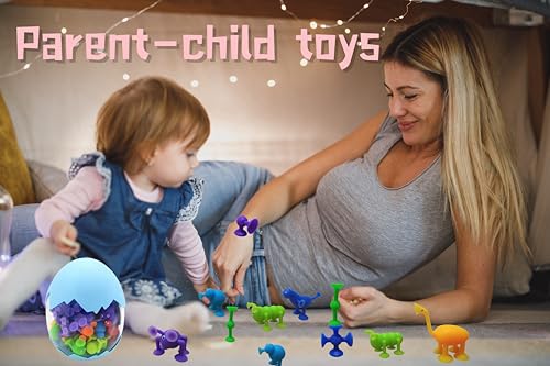 38-Piece Suction Bath Toys – Silicone Mold-Free Sensory Toys with Storage Box & Eggshell, for Kids Ages 3-6