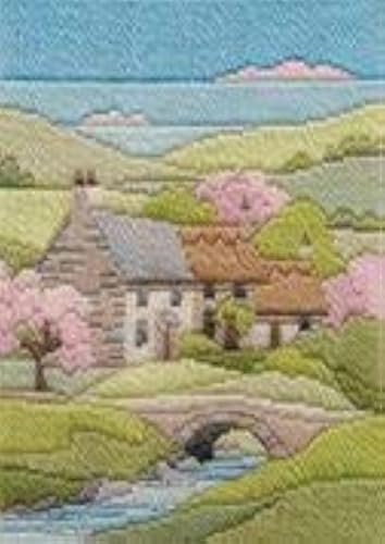 Bothy Threads DW14MLS9 Counted Long Stitch Kit Seasons - Spring Cottage, 24 x 17 cm