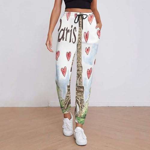 Paris Eiffel Tower Women's Joggers Pants Athletic Leggings Lounge Sweatpants with Pockets2