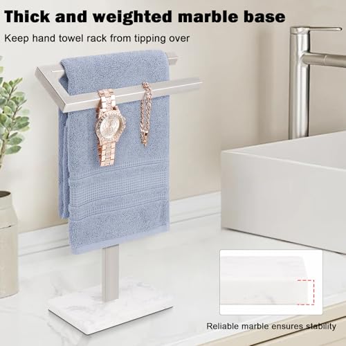 Foto de Livabber Toallero de mano de pie, soporte para toallas de mano de acero inoxidable 304 con base de mármol pesada, accesorios de baño, anillo de toalla para encimera de baño, cocina, 14 pulgadas (imagen 5)