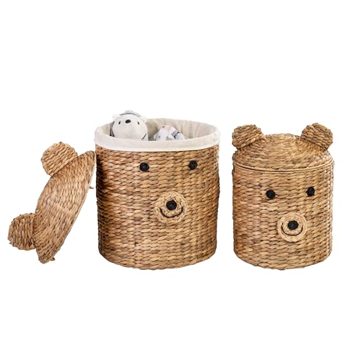 Image of Honey-Can-Do Set of Two Bear Shaped Storage Baskets, Natural STO-09152 Natural Small