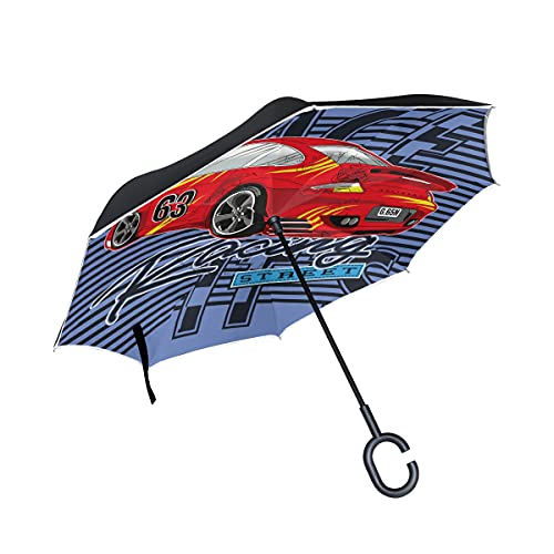 Parapluie inversé pour femme double couche coupe-vent résistant aux UV Car Street Race