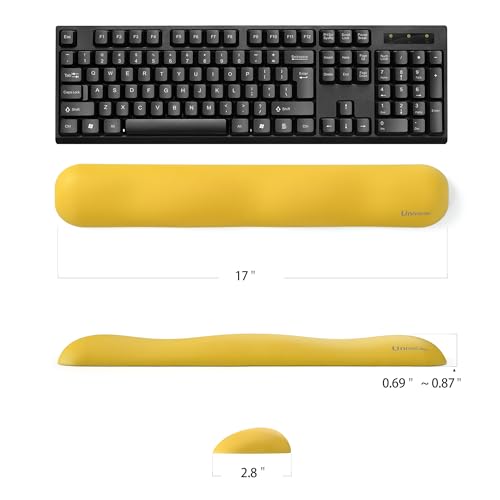 Image of UnivoColors Design-Wave Keyboard Wrist Rest, Artificial Sheepskin+Memory Foam+Ergonomic+Anti-Slip Gel, Resilience Support During Work and Gaming,Keyboard Accessory,Yellow
