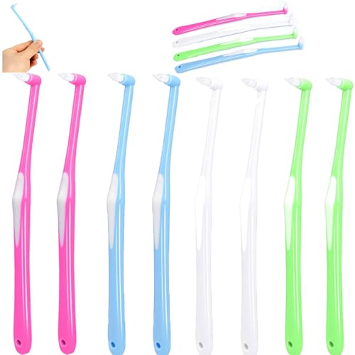 8 cepillos de dientes de 4 colores, cepillo de dientes interespacial, cepillos de dientes interdentales para encías sensibles, limpieza profunda