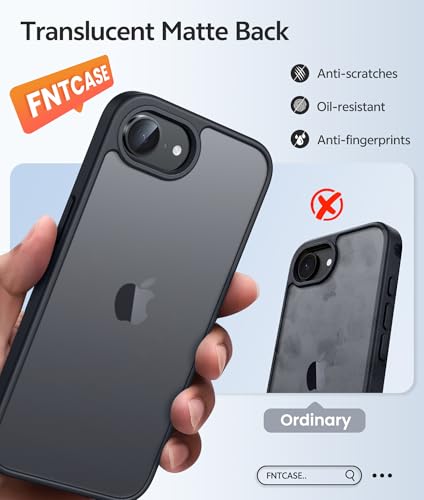 Image of FNTCASE for iPhone 17e Case: iPhone 16e Phone Case [Compatible with Magsafe] Translucent Matte Cases with [Screen Protector] Military Grade Shockproof Protective Phone Cover - Matte Black