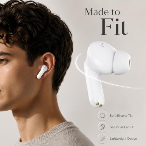 Image of Bluetooth 5.3 True Wireless Earbuds with ENC Noise Reduction, 60 Hours Total Playback, USB Type-C Fast Charging, Touch Control, Deep Bass Stereo Sound, Wireless Earphones White