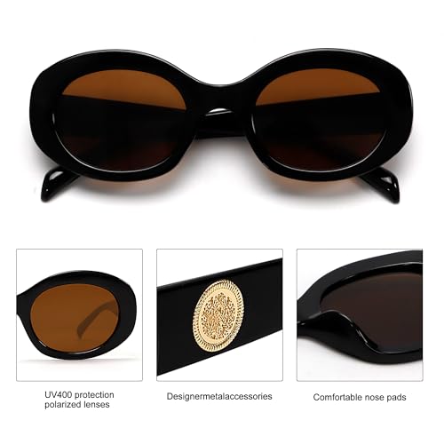 TYA Retro Oval Sunglasses for Women 90s Round Chic UV400 Protection 2025 Chunky Thick Frame Sun Glasses4