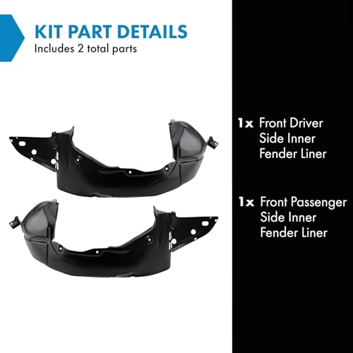 Image of TRQ Front Inner Fender Liner Set Compatible with 2007-2013 Nissan Altima NI1250135 NI1251135