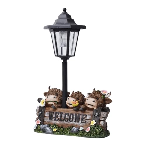 Krmoau Estatuilla De Linterna De Jardín - Figuras Decorativas Solares para Exteriores,Arte Versátil De Exterior, Figura Divertida De Ganado para Casa Y Hotel