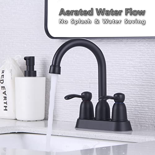 Black Bathroom Faucets, 2 Handle Bathroom Sink Faucet, 4-Inch Centerset Bathroom Sink Faucet With Pop Up Drain And Water Supply Lines #TOP2