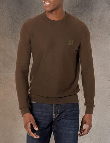 BOSS Men's Cotton Blend Logo Patch Sweater3
