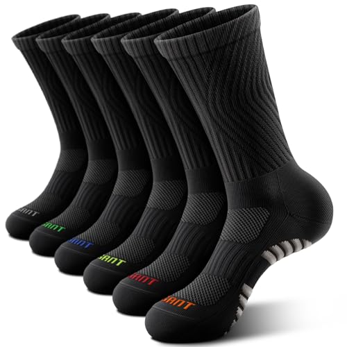 Catálogo para Comprar On-line Ropa de Running para Niño Top 10. 47 Bigant Calcetines Deportivos Niños con Compresión y Soporte de Arco Tobillo Medio Acolchados Transpirables Running Básquet(Negro,X-Large)