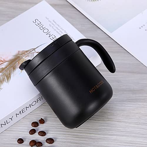 Image of Mockery Stainless Steel 350ml Coffee Travel Tumbler Cup, Thermal Mug, Insulated Tumbler, Tea Cup and Mug, Cup with Lid and Handle for Travel, Office Desk, Work (Black)