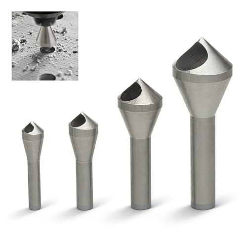 GIONAR 4pcs Countersink Drill Bit Set Chamfer Deburring Drill Bits, Titanium Coated High Speed Steel, Countersink Bit for Metal, Wood, Wool, Plastic, DIY, Silver