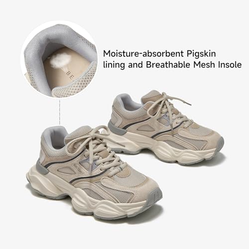 BEAU TODAY Womens Walking Shoes, Casual Fashion Wide Sneakers for Women, Comfortable Retro Walkikng Sneakers, Lightweight Breathable Non-Slip Trainer Workout Gym Athletic Running Shoes3