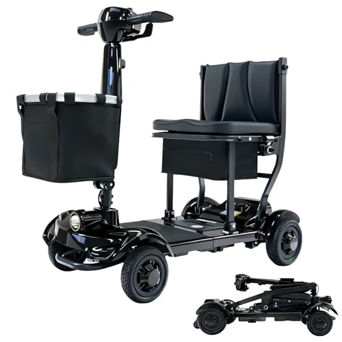 Image of iCAN X-17 Collapsible Folding Mobility Scooter 2026 Model, 10ah Removable Lithium Battery, 10 Miles Range, 17kg Lightweight, Dual Storage Bag, Compact Travel Scooter for Senior, UK Class 2 (Black)