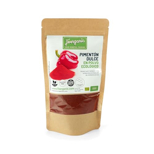 FOORGANIC Pimentón Dulce Ecológico en Polvo Foorganic 150 g Condimento Natural | Sin Aditivos | Producido en España