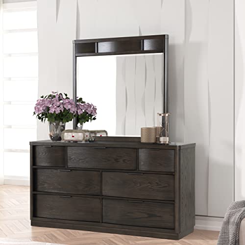 Roundhill Furniture Belani Wood Storage Panel Bed, Dresser, Mirror, Two Nightstands, And Chest, King, Espresso #TOP6