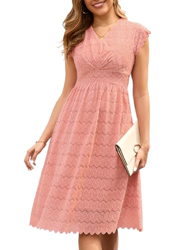 Wedtrend Women's Cocktail Dress Fit and Flare Short Prom Dress Graduation Party Dresses Floral Lace Wedding Guest Dresses for Confirmation RWTL30001BlushS