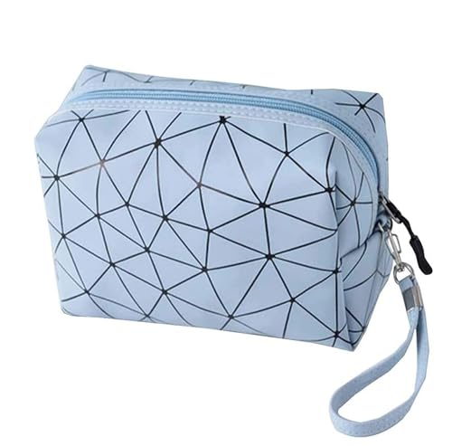 Image of Sunesh Creation Cosmetic Travel Bag, Women's Makeup Bag Leather Cosmetics Bag, Makeup Storage Bags with Handle Makeup Bag - Blue
