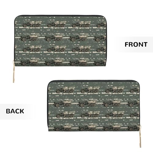 Camouflage Truck Print Wallet Women Men, Long PU Leather Wallets for Women, Cute Womens Travel Wallet Purse Pouch with Zipper Pocket2